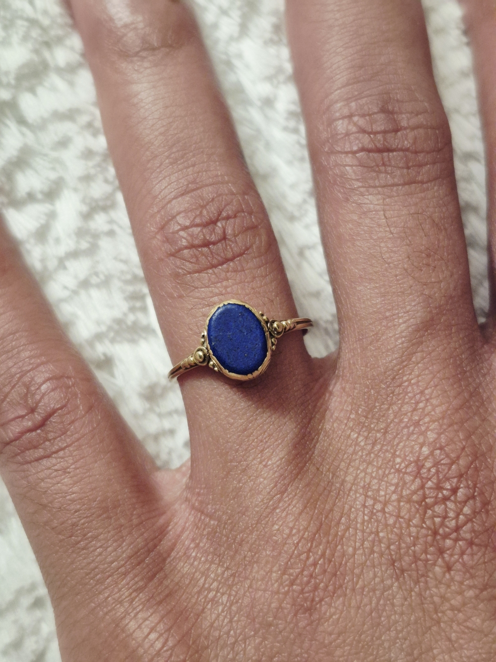Victorian 14k Yellow Gold Oval Cut Lapis Lazuli Ring - Picture 7 of 14
